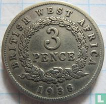 British West Africa 3 pence 1938 (KN) for sale