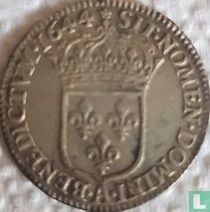 Frankrijk ¼ écu 1644 (A - gekroonde wapenschild - roos)
