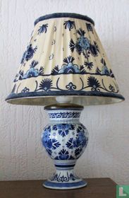 Delfsblauwe Schemerlamp met handbeschilderde Kap