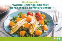 Warme linzensalade met geroosterde herfstgroenten