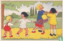 Kinderkaart kinderen spelen een tikspelletje