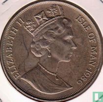 Isle of Man 1 crown 1986 (copper-nickel) "Football World Cup in Mexico - World globe"