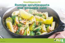 Romige spruitjespasta met gerookte zalm