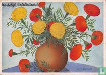 Bloemenvaas met afrikaantjes