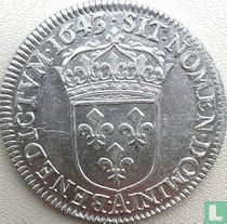Frankrijk ¼ écu 1643 (LOUIS XIII - A - gekroonde wapenschild - punt)