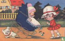 Hondje komt onder kinderwagen