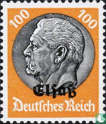 Paul von Hindenburg, with overprint "Elsaß" 
