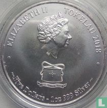 Tokelau 5 dollars 2018 (non coloré) "Leopard shark"