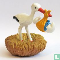 Storch mit Baby Schlumpf