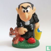 Gargamel and Azrael with Smurf in bucket