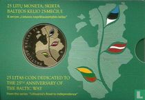 Litouwen 25 litai 2014 (coincard - PROOFLIKE) "25ste verjaardag van de Baltische Weg"