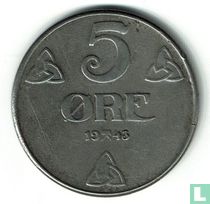 Norvège 5 øre 1943