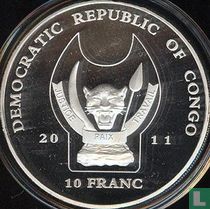 Congo-Kinshasa 10 francs 2011 (PROOF) "Endangered wildlife - Dolphin"