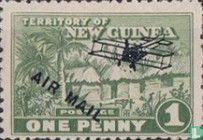 Einheimisches Dorf - Aufdruck Flugzeug und "AIR MAIL"