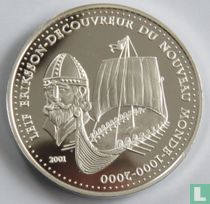 Benin 1000 francs 2001 (PROOF) "Leif Eriksson - Discoverer of the New World"