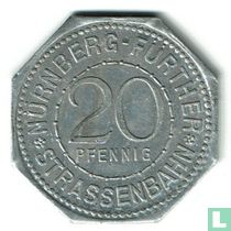 Nürnberg-Fürther 20 pfennig Strassenbahn "Fünfeckiger Turm"