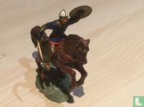 Reiter mit Schild in der Luft und Schwert