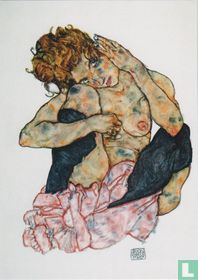 Female nude squatting with neck bent over right knee, 1917