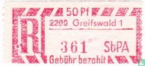 R - 50 Pf - 2200 Greifswald 1 - 361 SbPA - Gebühr bezahlt