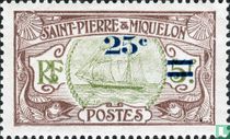 Sailing ship, surcharged