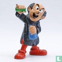 Gargamel with light green test tube and blue bottle