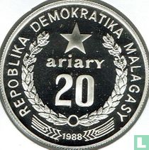 Madagascar 20 ariary 1988 (PROOF) "25th anniversary World Wildlife Fund"