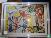 landschap met rood dak