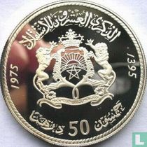 Morocco 50 dirhams 1975 (AH1395 - PROOF - silver) "20th anniversary of Independence"