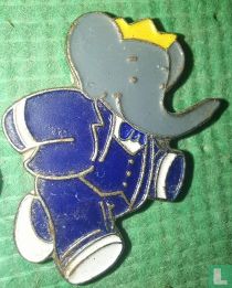 Babar in blauw kostuum
