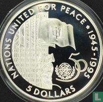 Barbados 5 dollars 1995 (PROOF) "50th anniversary of the United Nations"