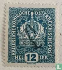 Emperor Franz Joseph and Imperial crown with overprint T