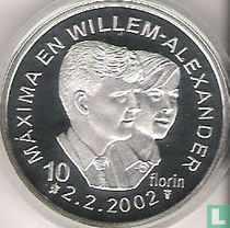 Aruba 10 florin 2002 (PROOFLIKE) "Huwelijk van prins Willem-Alexander met Máxima Zorreguieta"