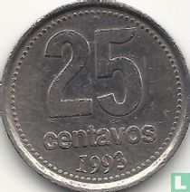 Argentinië 25 centavos 1993 (koper-nikkel - type 1)