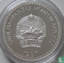 Mongolia 25 tugrik 1987 (PROOF) "25th anniversary World Wildlife Fund"
