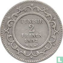 Tunisia 2 francs 1892 (AH1309)
