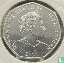 Man 50 pence 2021 "95th Birthday of Queen Elizabeth II - Bust from 1960"