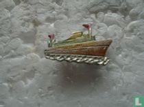 Schip {groen/roze met roze vlaggen