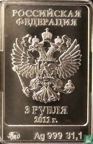 Russland 3 Rubel 2011 "2014 Sochi Winter Olympic mascot"