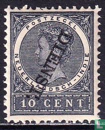 La reine Wilhelmina, surcharge DIENST [à l'envers]