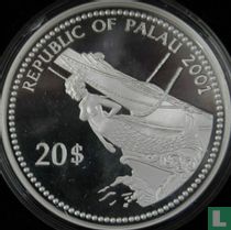 Palau 20 Dollar 2001 (PP) "Marine Life Protection - Jellyfish"