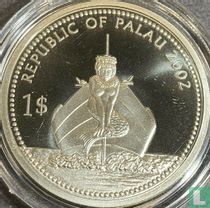 Palau 1 Dollar 2002 (PP - gefärbt) "Marine Life Protection - Multicolor reflective fish"