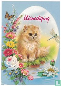 Uitnodiging getekende poes