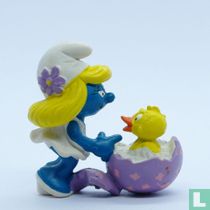 Smurfette with chick in egg