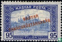 Parliament building with red overprint