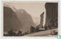 RPPC Lauterbrunnen Staubbach und Silberhorn Bern Schweiz Ansichtskarten Waterfall Switzerland 1939 Real Photo Postcard