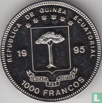 Äquatorialguinea 1000 Franco 1995 (Typ 2) "150th anniversary First tricolor stamp Basel Taube"