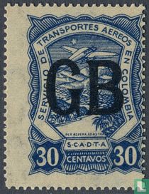 Avion au-dessus de la rivière Magdalena, avec empreinte GB