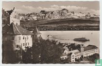 Meersburg am Bodensee mit den Schweizer Bergen Altmann u. Säntis Baden-Württemberg Ansichtskarten Postcard