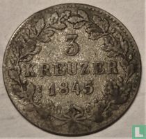 Wurtemberg 3 kreuzer 1845
