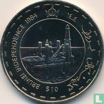 Brunei 10 dollars 1984 "Independence day"